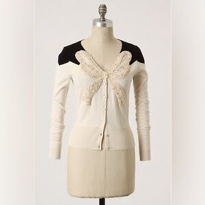 Anthropologie Moth Bow Precious Materials Cardigan Sweater Top Size M